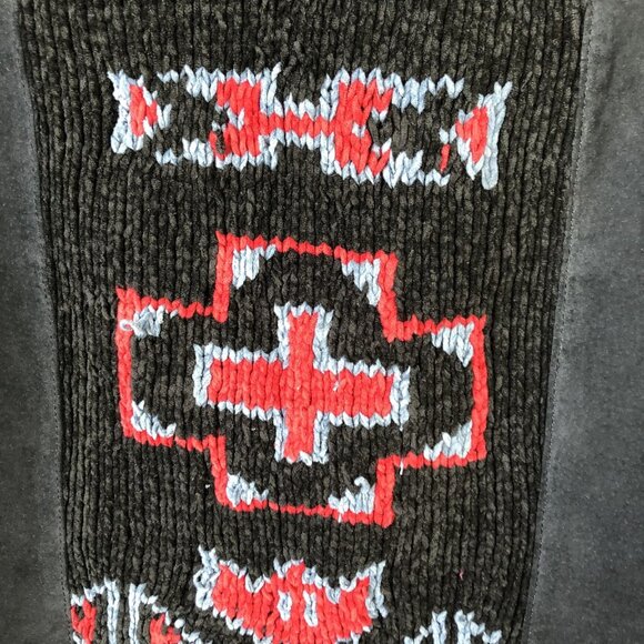 Montanaco Jacket Womens M Black Leather Knit Sleeves Studded Southwestern Boho - Picture 9 of 16